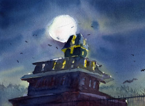 Paint A Spooky Halloween House In Watercolor Video Tutorial