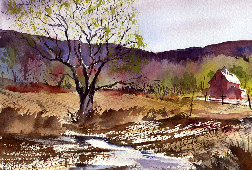 Painting An Early Spring Landscape – Watercolor Painting Lesson