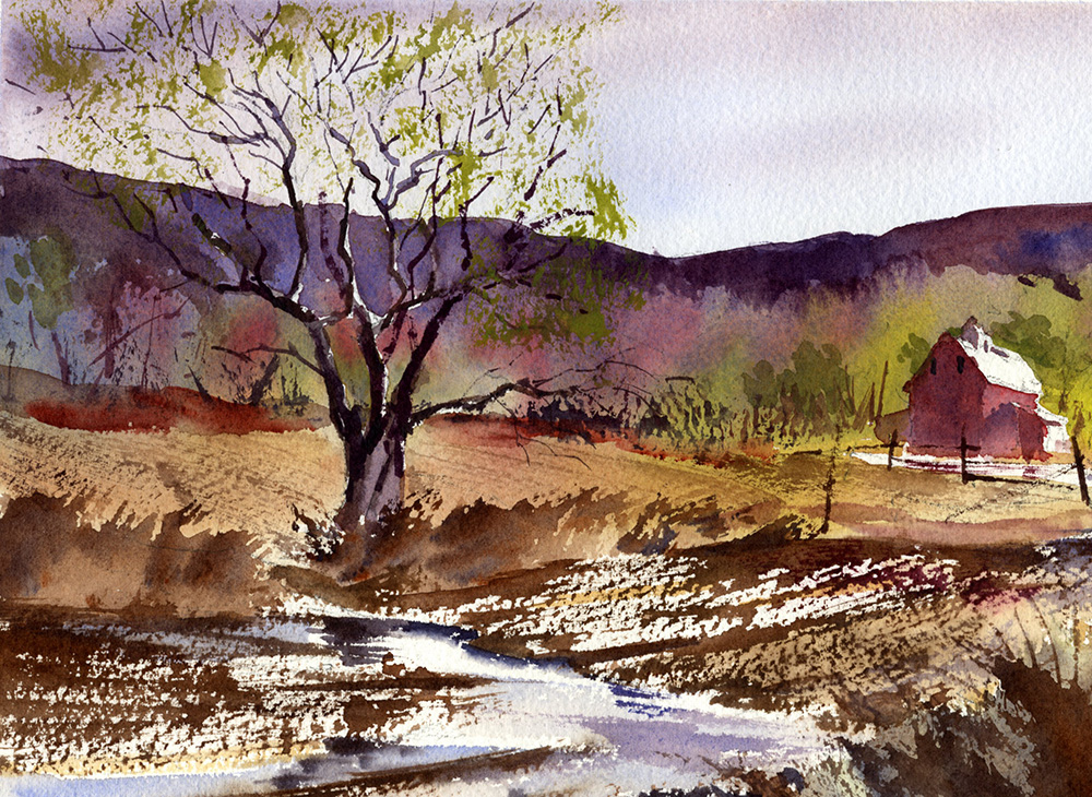 Painting Early Spring Trees In Watercolor | Watercolor Methods