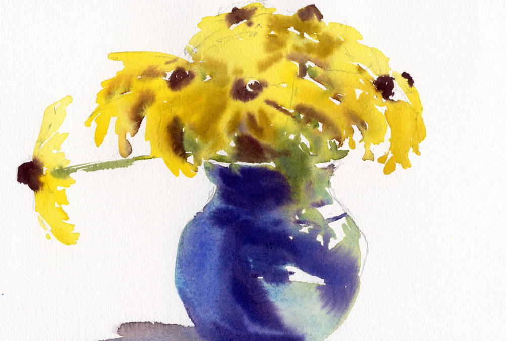 Quick Sketch of Flowers In A Vase – Watercolor Painting Lesson