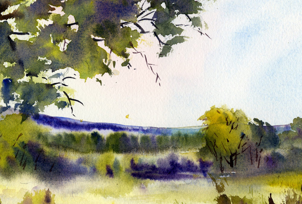 Misty Morning Landscape Watercolor Painting Lesson