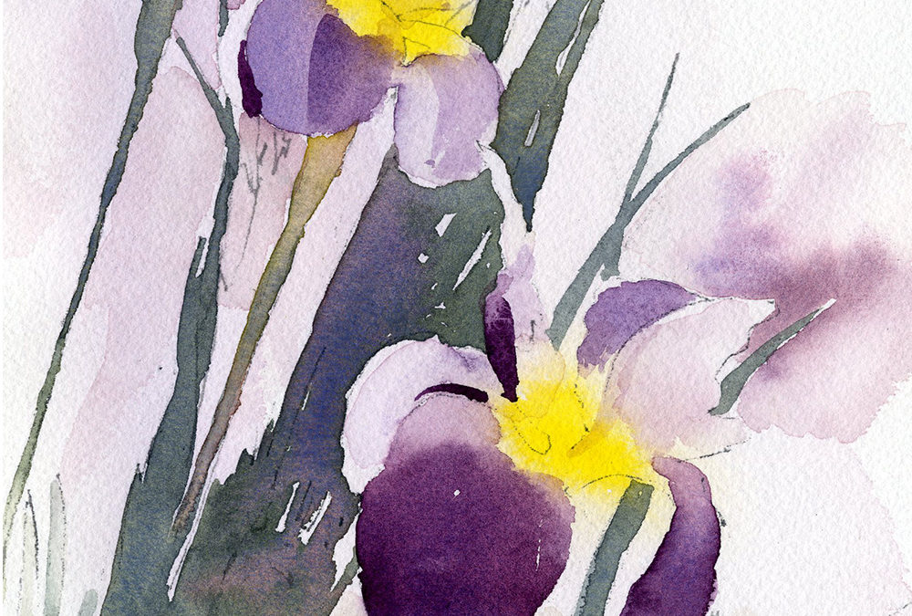 Irises In Vignette Painting Lesson