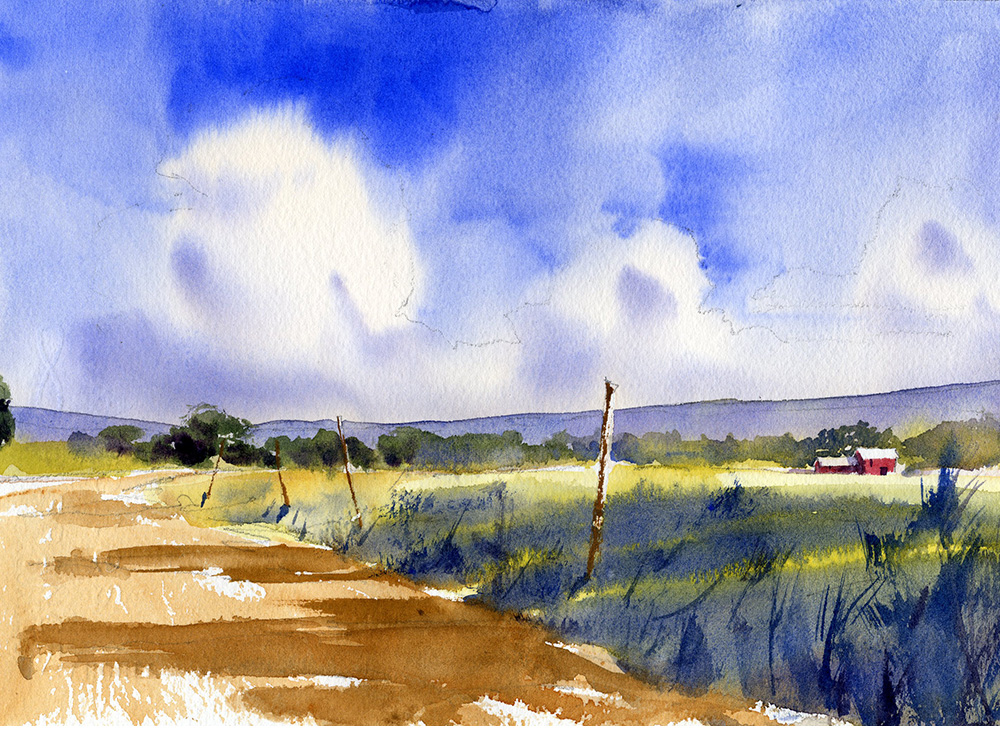 How to paint a summer sky in watercolor