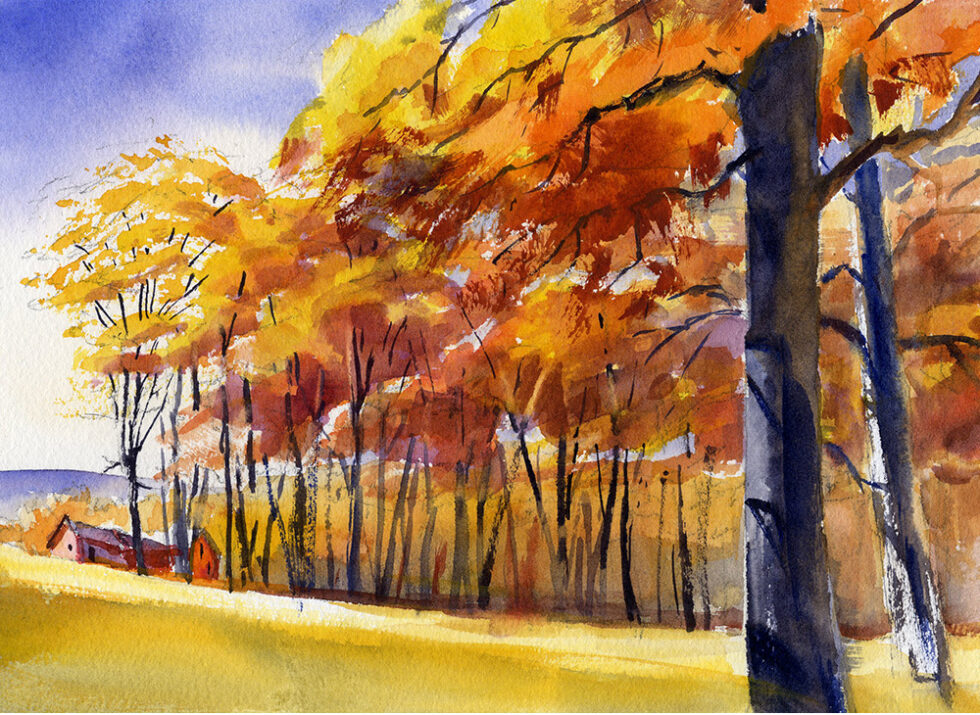 Fall Foliage As A Group – Watercolor Painting Lesson - Watercolor Methods