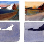 Image of two color studies and the underlying value sketches