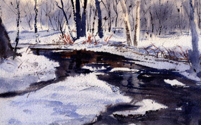 Quiet Winter Scene – Basic Watercolor Technique On Rough Paper