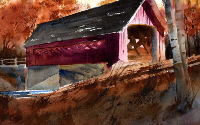 Covered Bridge In Morning Light – Watercolor Painting Lesson