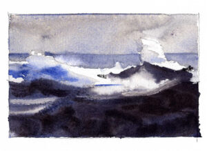 color value sketch for a simple seascape scene in watercolor