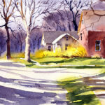 Forsythia And Spring Light - Watercolor Landscape Painting Lesson