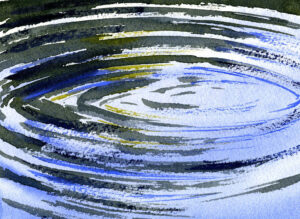 study of ripples on water painted in watercolor