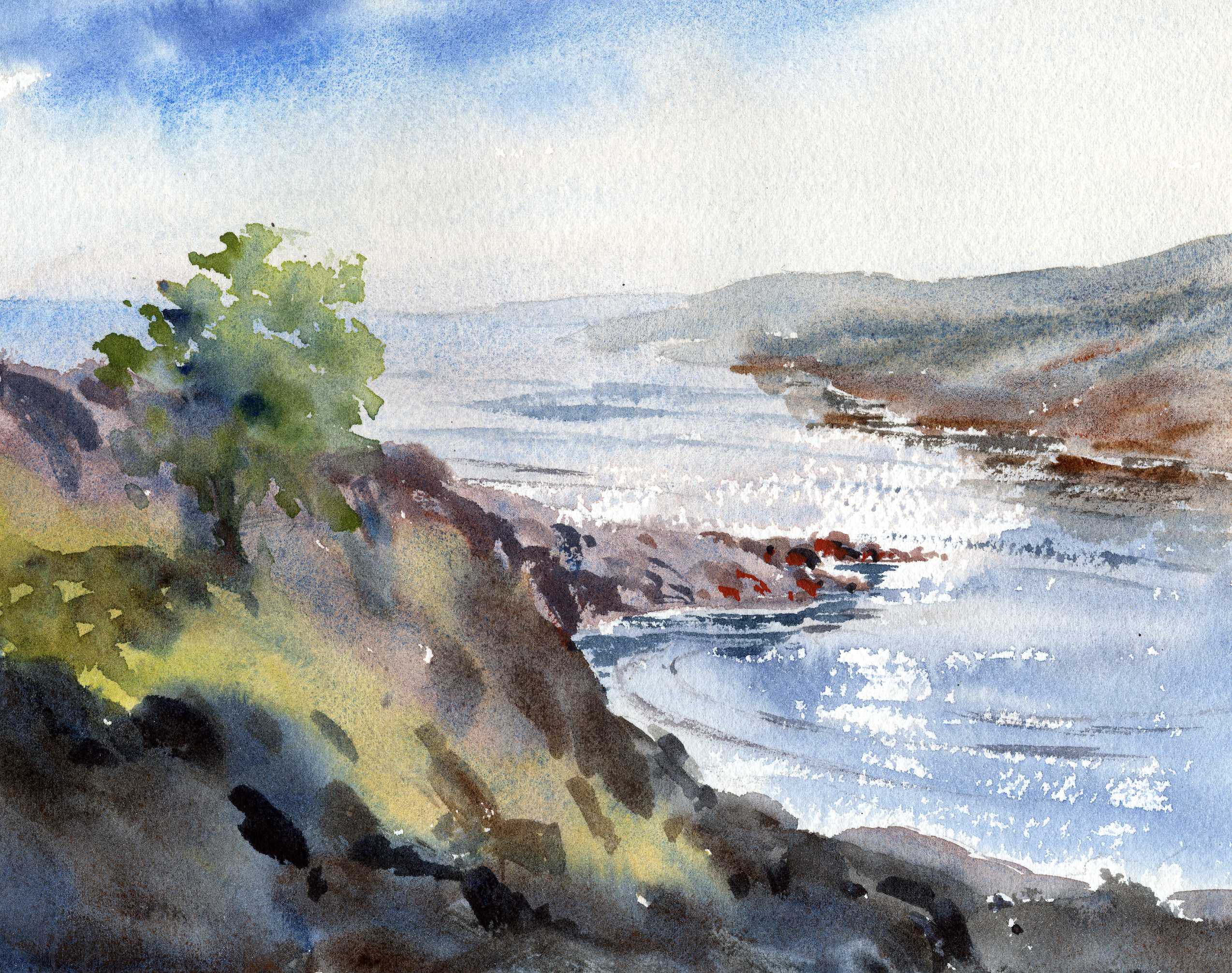 Over The Cove - Watercolor Seascape Painting Lesson 