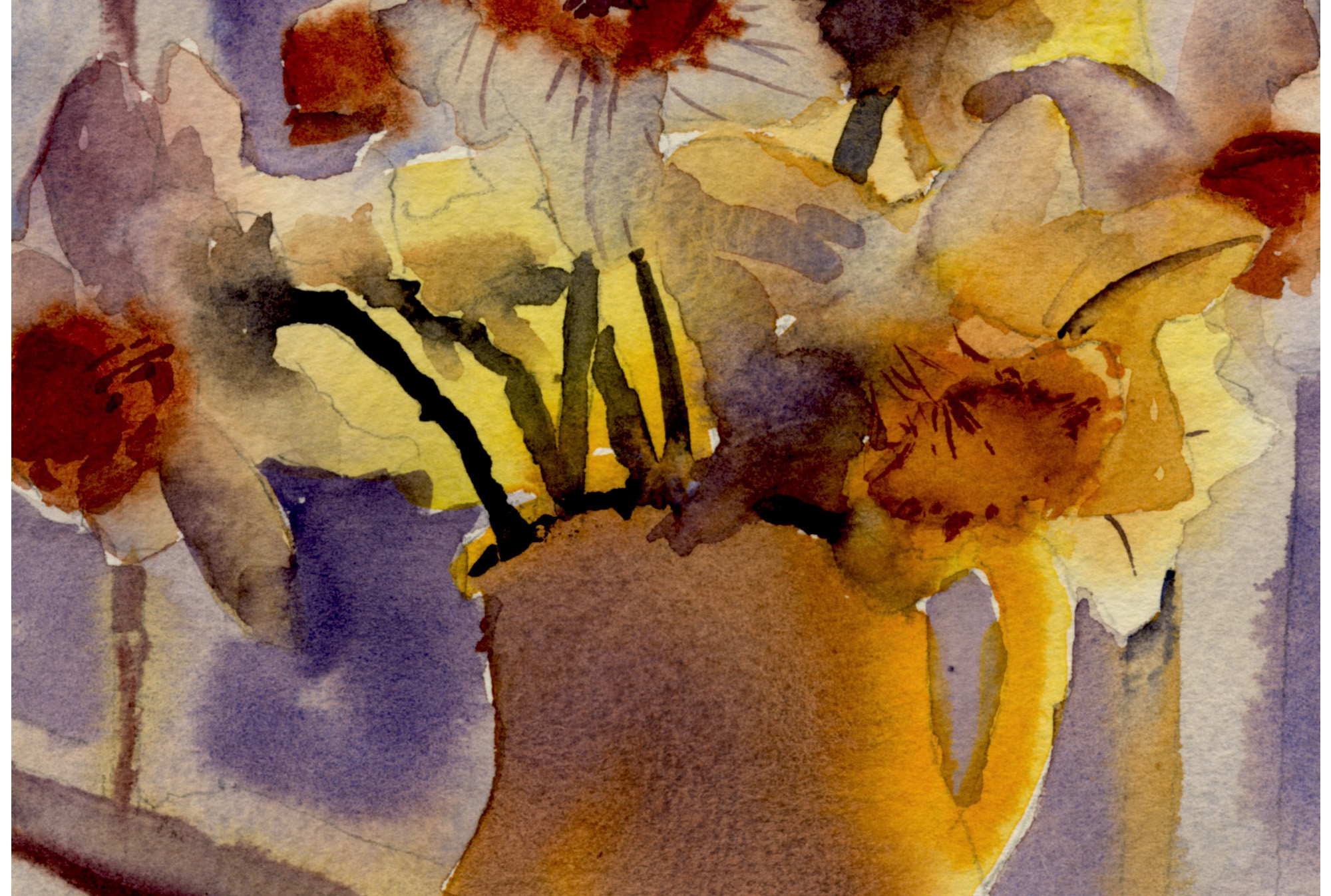 black eyed susans painted in a watercolor vignette